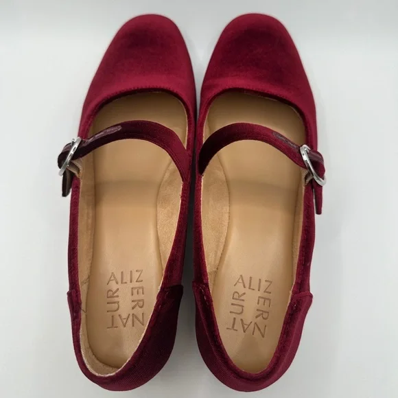 Naturalizer Kelly Velvet Mary Jane Flats in Cabernet Sauvignon - Picture 6 of 13
